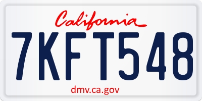 CA license plate 7KFT548