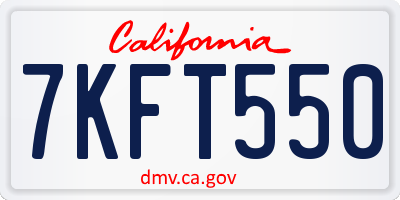 CA license plate 7KFT550