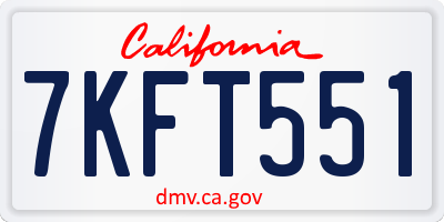 CA license plate 7KFT551