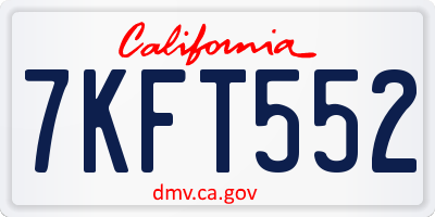CA license plate 7KFT552