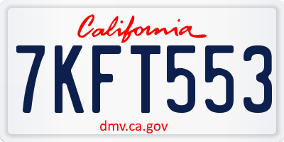 CA license plate 7KFT553
