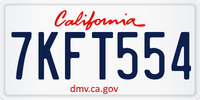 CA license plate 7KFT554