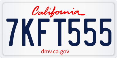CA license plate 7KFT555
