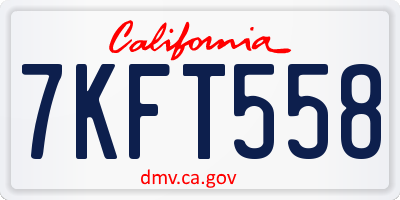 CA license plate 7KFT558