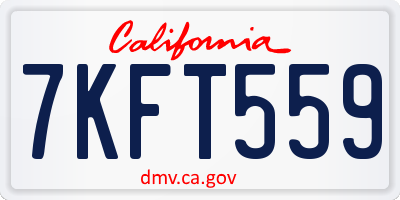 CA license plate 7KFT559