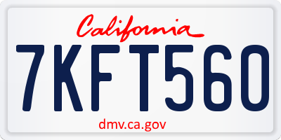CA license plate 7KFT560