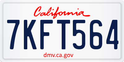 CA license plate 7KFT564