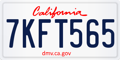 CA license plate 7KFT565