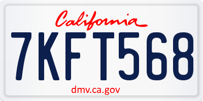 CA license plate 7KFT568