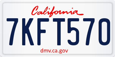 CA license plate 7KFT570