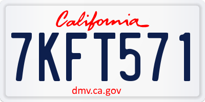 CA license plate 7KFT571