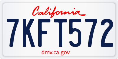 CA license plate 7KFT572