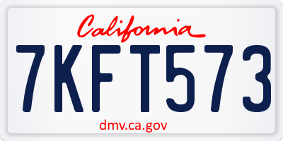 CA license plate 7KFT573