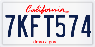 CA license plate 7KFT574