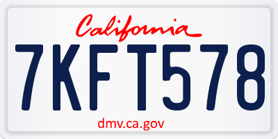 CA license plate 7KFT578