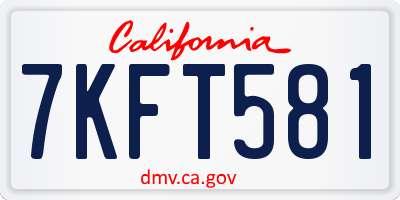 CA license plate 7KFT581
