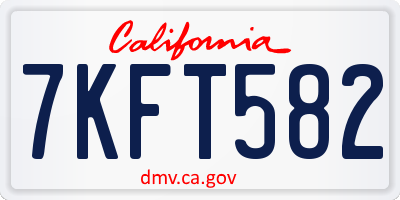 CA license plate 7KFT582