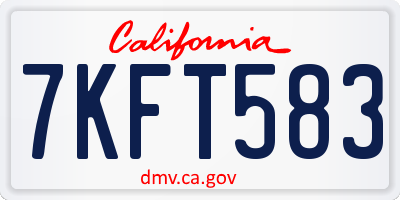 CA license plate 7KFT583