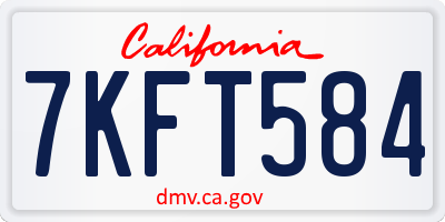 CA license plate 7KFT584