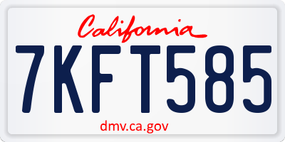 CA license plate 7KFT585