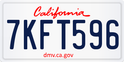 CA license plate 7KFT596