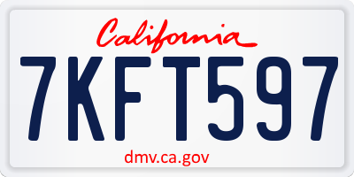CA license plate 7KFT597