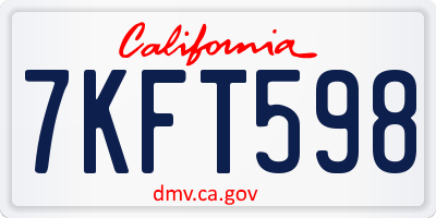 CA license plate 7KFT598
