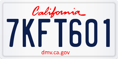 CA license plate 7KFT601
