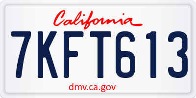 CA license plate 7KFT613