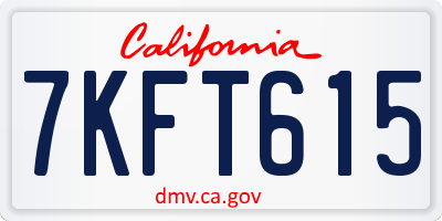 CA license plate 7KFT615