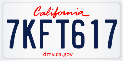 CA license plate 7KFT617