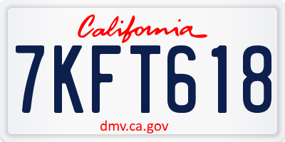 CA license plate 7KFT618