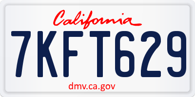 CA license plate 7KFT629