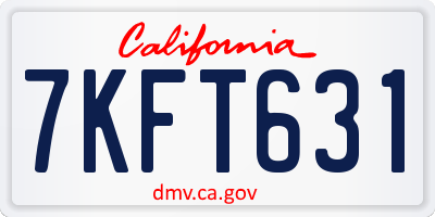 CA license plate 7KFT631
