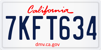 CA license plate 7KFT634