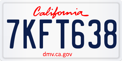CA license plate 7KFT638