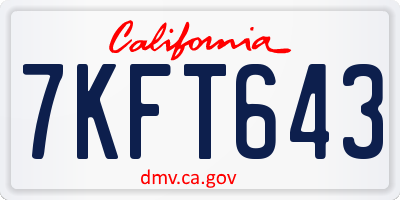 CA license plate 7KFT643