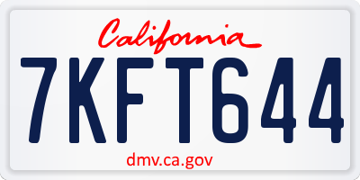 CA license plate 7KFT644