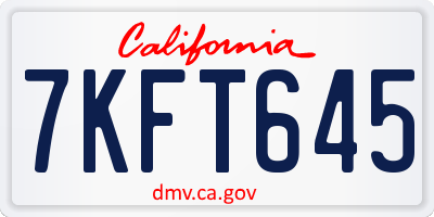 CA license plate 7KFT645