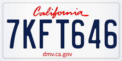 CA license plate 7KFT646