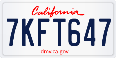 CA license plate 7KFT647