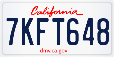 CA license plate 7KFT648