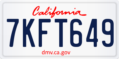 CA license plate 7KFT649