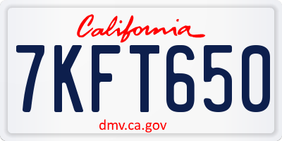 CA license plate 7KFT650