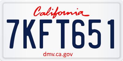 CA license plate 7KFT651