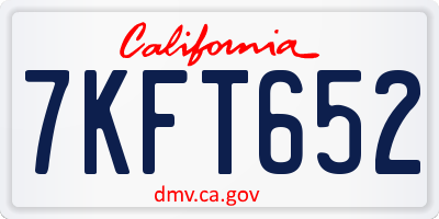 CA license plate 7KFT652