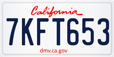 CA license plate 7KFT653