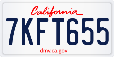 CA license plate 7KFT655