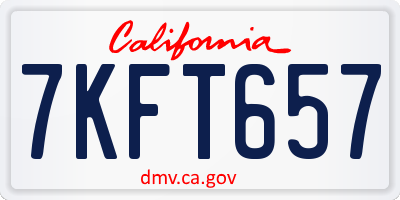 CA license plate 7KFT657