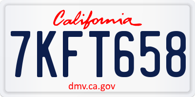 CA license plate 7KFT658